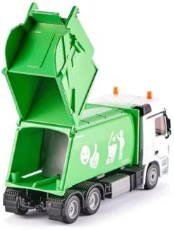 SIKU 2938, Müllwagen, 1:50, Metall/Kunststoff, Grün/Weiß, Öffenbarer Heckbereich, Inkl. Mülltonne -Schleich Verkaufe 4006874029389
