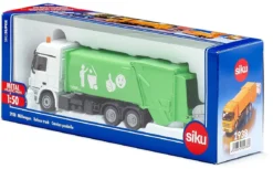 SIKU 2938, Müllwagen, 1:50, Metall/Kunststoff, Grün/Weiß, Öffenbarer Heckbereich, Inkl. Mülltonne -Schleich Verkaufe 4006874029389 3