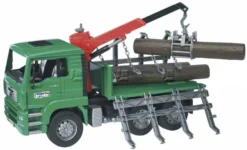 Bruder 02769 - MAN Holztransport-LKW Mit Ladekran Und 3 Baumstämmen