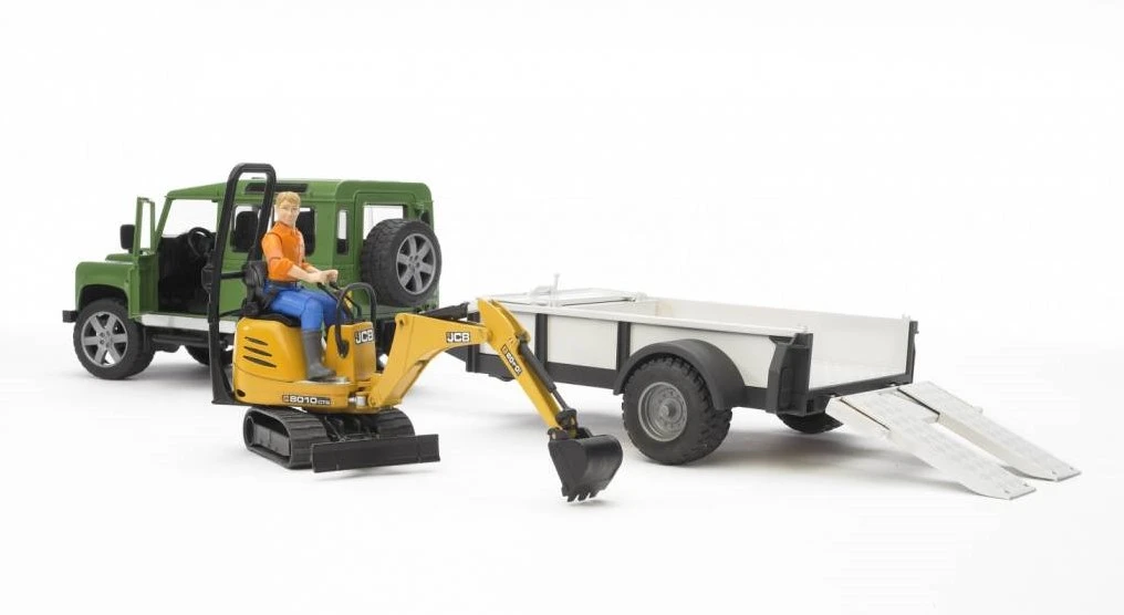 BRUDER Land Rover Defender With Trailer, CAT And Man Spielzeugfahrzeug 2 BRUDER Land Rover Defender With Trailer, CAT And Man Spielzeugfahrzeug – Bild 2