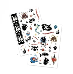 Djeco - Piraten Tattoos, Beige, 2 (DJ09584A), Farbe/Modell Sortiert