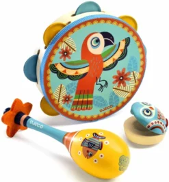 DJECO Set Of 3 Instruments: Tambourine, Maracas, Castanet - 32,5 X 185 X 6 Cm