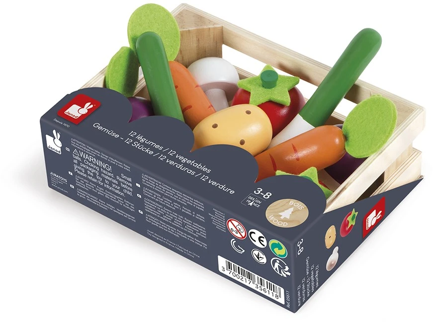 Janod Gemüse Sortiment Im Kasten (Inhalt 12 Teile) 2 Janod Gemüse Sortiment Im Kasten (Inhalt 12 Teile) – Bild 2