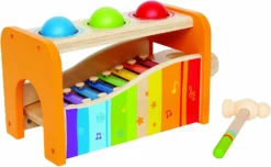 Hape Xylophon Und Hammerspiel Mit Ausziehbarem Xylophon, Langlebiges Holzspielzeug Für Kleinkinder, Multifunktional Und In Leuchtenden Farben