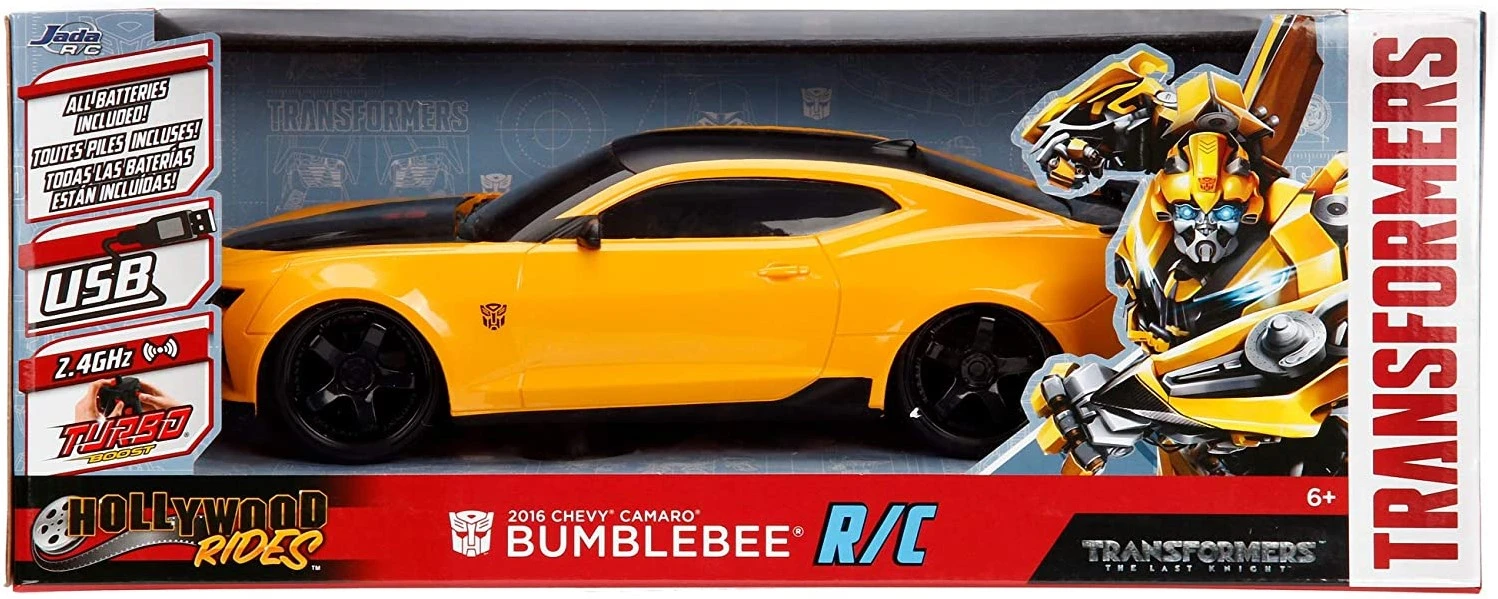 Jada Toys 253116000 Transformers RC Auto Bumblebee, 2016 Chevy Camaro, Ferngesteuertes Auto Mit 2 Kanal Funksteuerung, RC Auto Fährt Vorwärts Rückwärts, Links Rechts, USB Ladefunktion, Gelb 3 Jada Toys 253116000 Transformers RC Auto Bumblebee, 2016 Chevy Camaro, Ferngesteuertes Auto Mit 2 Kanal Funksteuerung, RC Auto Fährt Vorwärts Rückwärts, Links Rechts, USB Ladefunktion, Gelb – Bild 3
