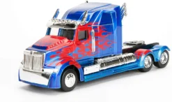 Jada Toys Transformers T5 Optimus Prime, Western Star 5700 Ex Phantom, Spielzeugauto Aus Die-cast, Maßstab 1:32, Blau/rot