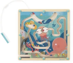 Janod J05312 Magnetisches Kugellabyrinth Aus Holz Der Ozean-Entwicklung Von Feinmotorik Und Konzentration-Format: 25 X 25 Cm-FSC-Zertifiziert-Ab 2 Jahren