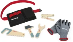 Janod J06475 Heimwerkergürtel Mit Holzwerkzeugen Und Handschuhen-Rollenspielzeug Handwerk-Entwicklung Von Feinmotorik Und Fantasie-FSC-Zertifiziert-Ab 3 Jahren