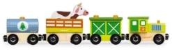 Janod - Set Bauernhof-Zug Story - 5 Holzfiguren - Spielzeug Für Fantasievolles Spielen - Bauernhoftiere Mit Fahrzeugen - Kompatibel Mit Den Auf Dem Markt Erhältlichen Schienen - Ab 3 Jahren, J08578