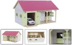 Kids Globe Pferdestall Mit 2 Boxen Und Schuppen 1:32 34x22x19cm Rosa