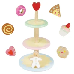 Le Toy Van – Dreistöckige Honeybake Etagere Aus Holz Für Kinder Mit Rollenspiel-Kuchen | Für Mädchen & Jungen Rollenspiel Mit Geburtstagstorte Oder Nachmittagstee