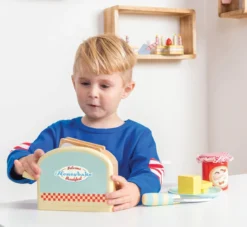 Le Toy Van – Honeybake Küchen-Rollenspiel Frühstücks-Toaster Aus Holz | Rollenspiel Für Kinder Küchenzubehör, Toaster-Set, Geeignet Für Kinder Ab 3 Jahren, TV287