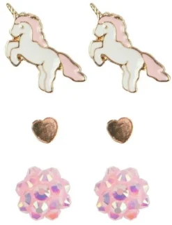 Great Pretenders Mif Boutique Ohrringe Einhorn Herz Und Kugel 3 Paar