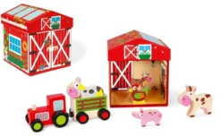 Scratch 6181082 Spielewelt Bauernhof, Holzfiguren-Set Mit Spielkulisse Für Kinder Ab 3 Jahren