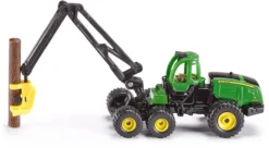 SIKU 1652, John Deere Harvester, Forstwirtschaft, Metall/Kunststoff, Grün, Inkl. Baumstamm, Drehbarer Kran