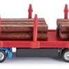 SIKU 1659, Holz-Transport-LKW, 1:87, Metall/Kunststoff, Blau/Rot, Inkl. Baumstämmen