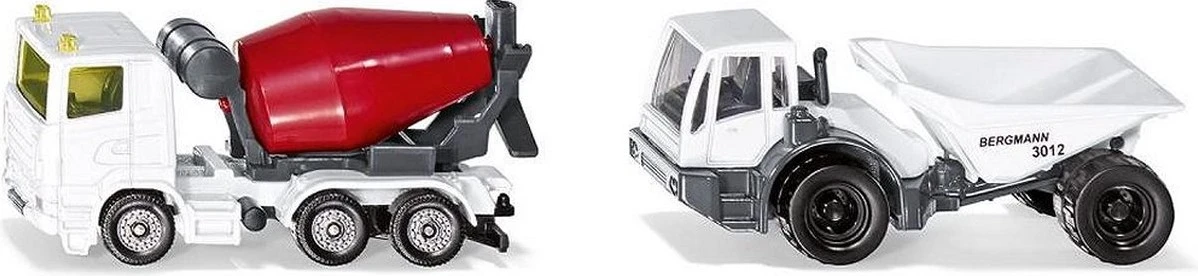 Siku 1692, Baustellen-Set, Dumper Und Betonmischer, Weiß/Rot, Metall/Kunststoff, Bereifung Aus Gummi 2 Siku 1692, Baustellen-Set, Dumper Und Betonmischer, Weiß/Rot, Metall/Kunststoff, Bereifung Aus Gummi – Bild 2