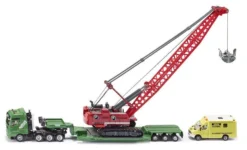 SIKU 1834, Schwertransport Mit Seilbagger Und Begleitfahrzeug, 1:87, Metall/Kunststoff, Multicolor, Bewegliche Teile