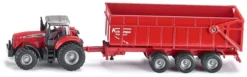 SIKU 1844, Massey Ferguson Traktor Mit Anhänger, 1:87, Metall/Kunststoff, Rot, Kippbarer Anhänger