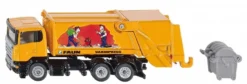 SIKU 1890, Müllwagen, 1:87, Metall/Kunststoff, Orange, Kippbare Sammelvorrichtung, Große Mülltonne Als Zubehör