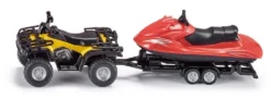 SIKU 2314, Quad Mit Anhänger Und Jet-Ski, 1:50, Metall/Kunststoff, Gelb/Rot, Abnehmbarer Anhänger, Schwimmfähiger Jet-Ski