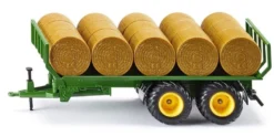 SIKU 2891, Rundballenanhänger, 1:32, Metall/Kunststoff, Grün, Inkl. 15 Rundballen, Kompatibel Mit SIKU Standard-Heckkupplung