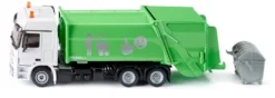 SIKU 2938, Müllwagen, 1:50, Metall/Kunststoff, Grün/Weiß, Öffenbarer Heckbereich, Inkl. Mülltonne