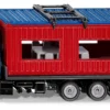 SIKU 3556, LKW Mit Baucontainer, 1:50, Metall/Kunststoff, Blau/Rot, Inkl. Kran Zum Abnehmen Des Containers