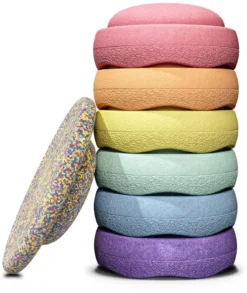 Stapelstein | REGENBOGEN | Pastell | Bündel 6+1 | 6 + BRETT KONFETTI PASTELL