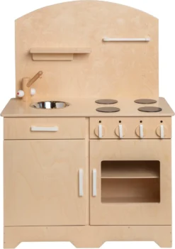 Van Dijk Toys Küchenblock, Herd Und Spüle Mit Rückwand Natural White