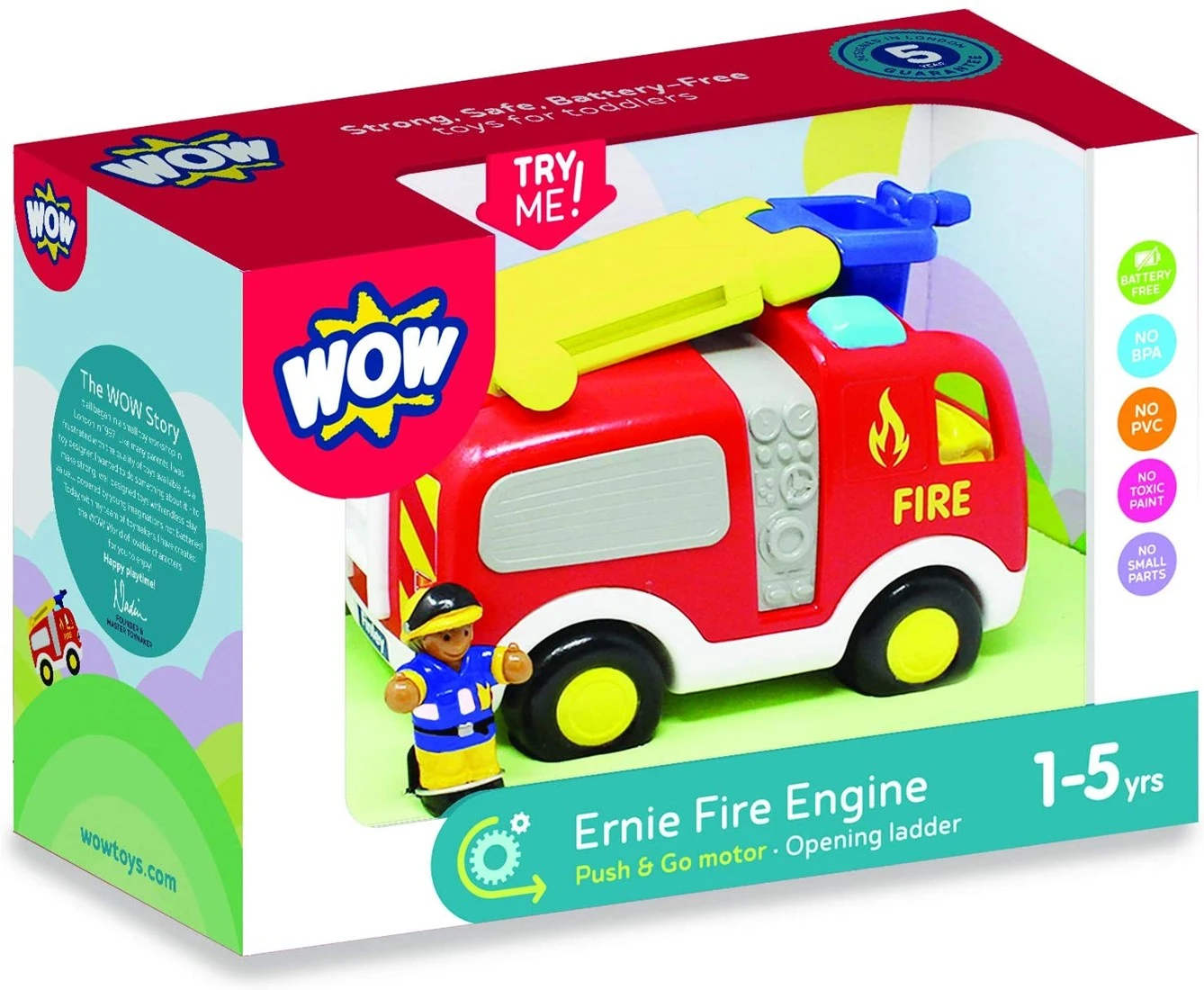 WOW Toys 10714 Ernie Fire Engine Feuerwehr, Rot/Gelb/Weiß/Blau 3 WOW Toys 10714 Ernie Fire Engine Feuerwehr, Rot/Gelb/Weiß/Blau – Bild 3
